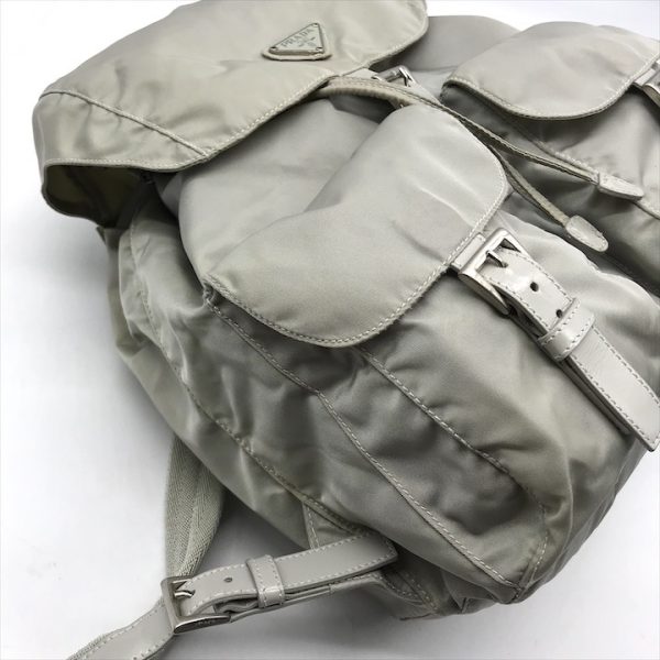 a3715 6 PRADA triangle Tessuto nylon double pocket backpack beige