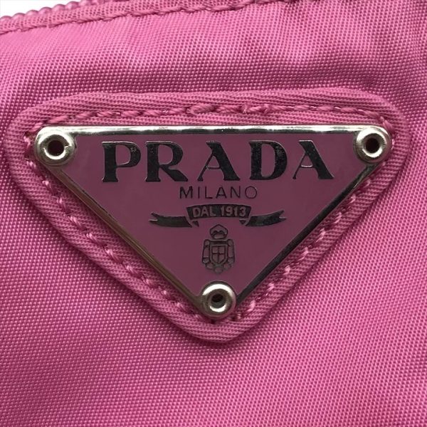 a4007 10 PRADA triangle plate shoulder bag nylon pink