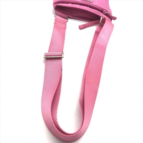 a4007 6 PRADA triangle plate shoulder bag nylon pink