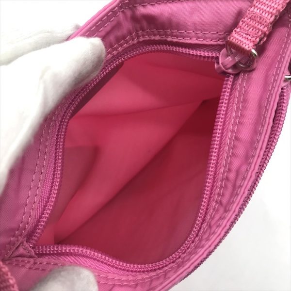 a4007 7 PRADA triangle plate shoulder bag nylon pink