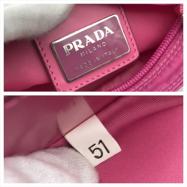 a4007 9 PRADA triangle plate shoulder bag nylon pink