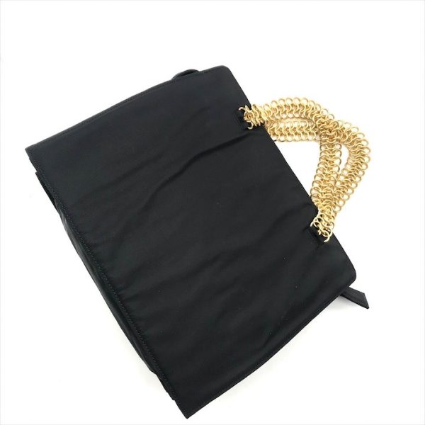 a4214 2 PRADA triangle plate chain hand bag nylon black a4214