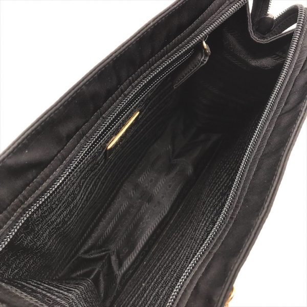 a4214 7 PRADA triangle plate chain hand bag nylon black a4214