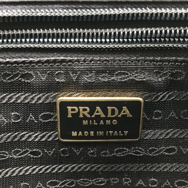 a4214 8 PRADA triangle plate chain hand bag nylon black a4214