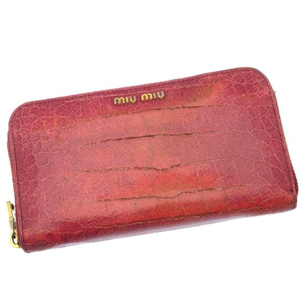 a811 Miu Miu Long Wallet Crocodile Pink