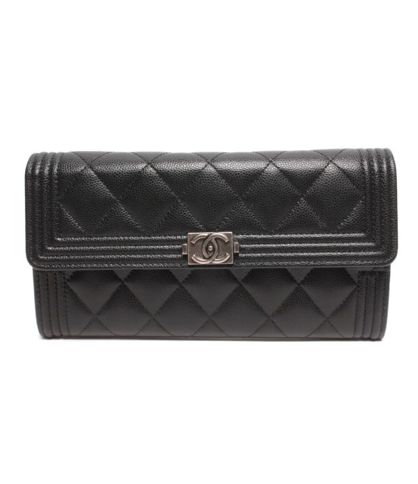 abo0067327 1 Chanel long wallet Coco mark Boy Chanel caviar skin Wallet