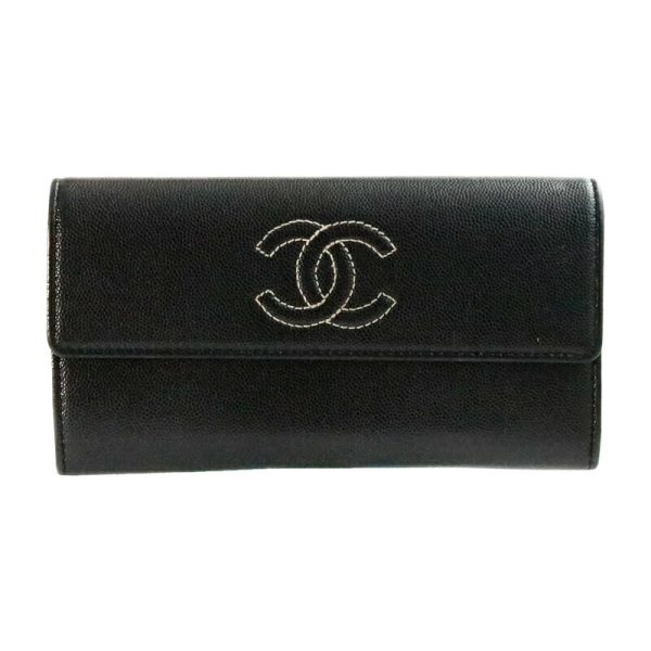 b215841 CHANEL Cocomark BifLong Wallet Caviar Skin Black A50070