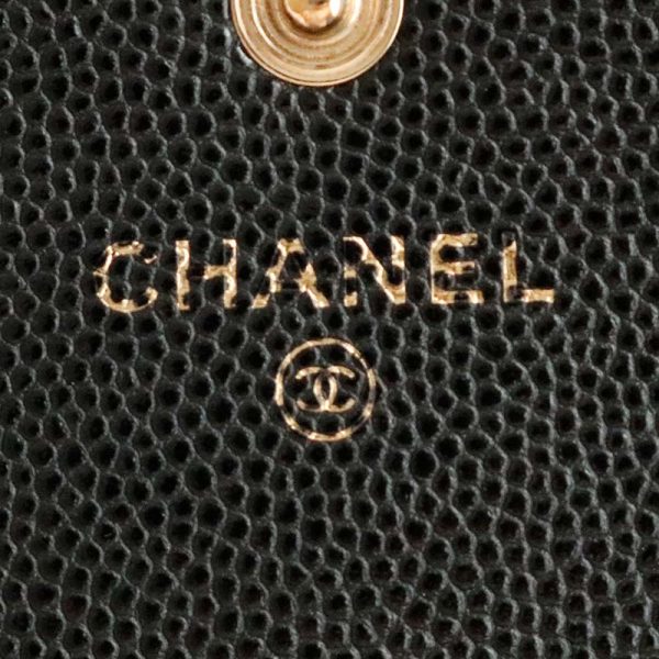 b2158413 CHANEL Cocomark BifLong Wallet Caviar Skin Black A50070