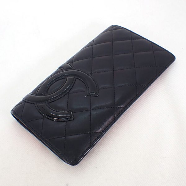 b30 52 2 CHANEL Cambon Line Long Wallet Black Pink