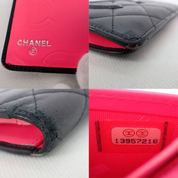 b30 52 9 CHANEL Cambon Line Long Wallet Black Pink