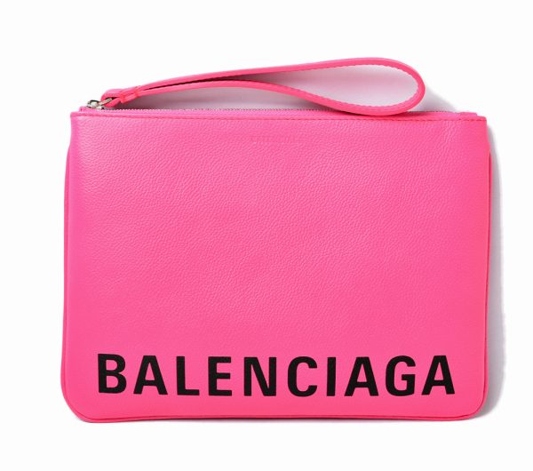 ba 20 003 1 Balenciaga Cash Handle Pouch Clutch Bag Pink