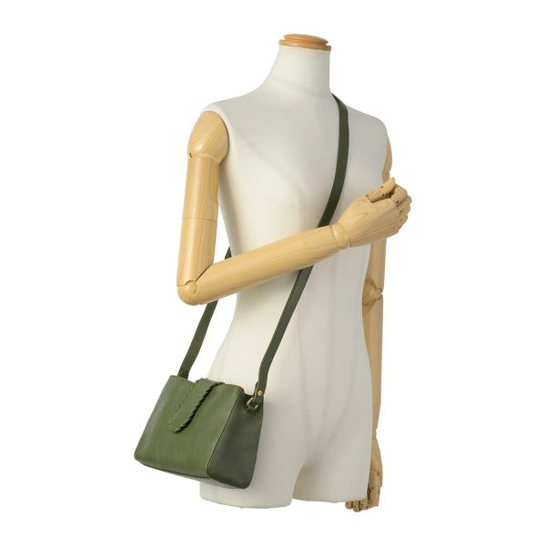 bcr341pv0001gr270 6 IL BISONTE La Fiaba Shoulder Bag Green