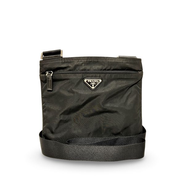 bh006 1 PRADA Triangle Mini Shoulder Bag Black Nylon