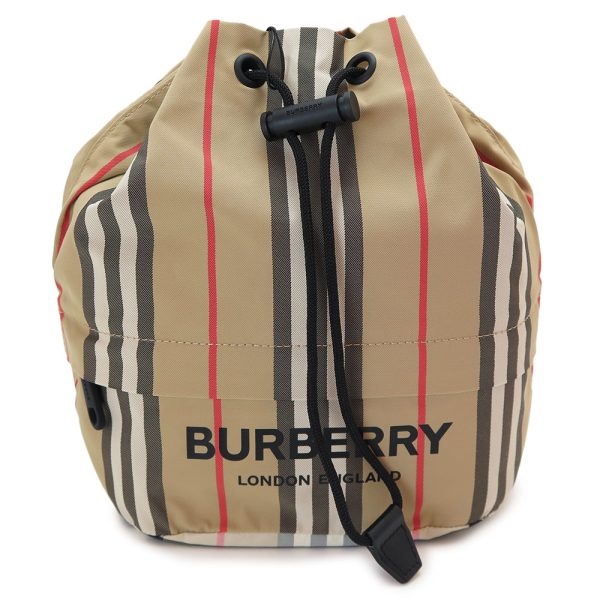 burberrypouch Burberry Icon Stripe Drawstring Bag Beige