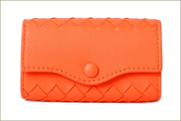 bv 17 088 2 Bottega Veneta Key Case Intrecciato Nappa Orange