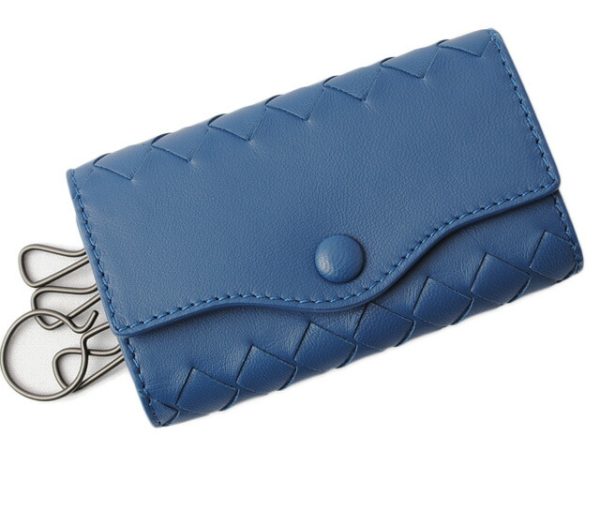 bv 17 089 1 Bottega Veneta Key Case Intrecciato Nappa Blue