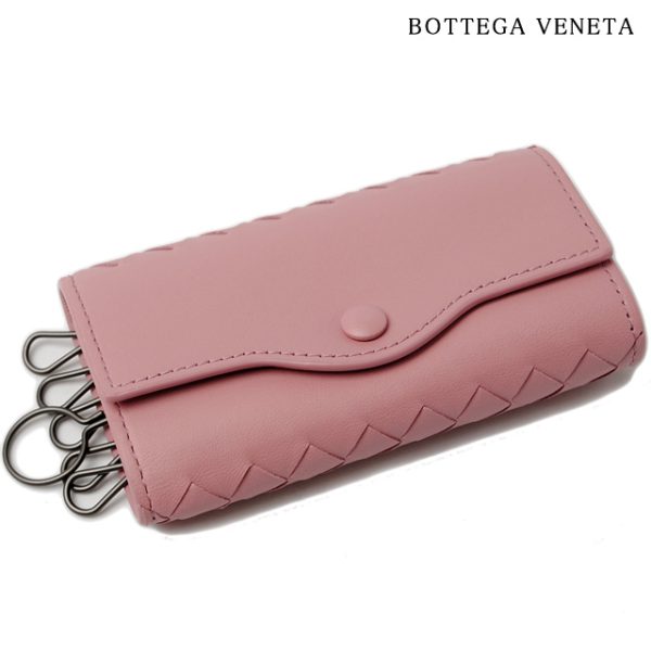 bv 187 15 1 Bottega Veneta Key Case Intrecciato Nappa Pink