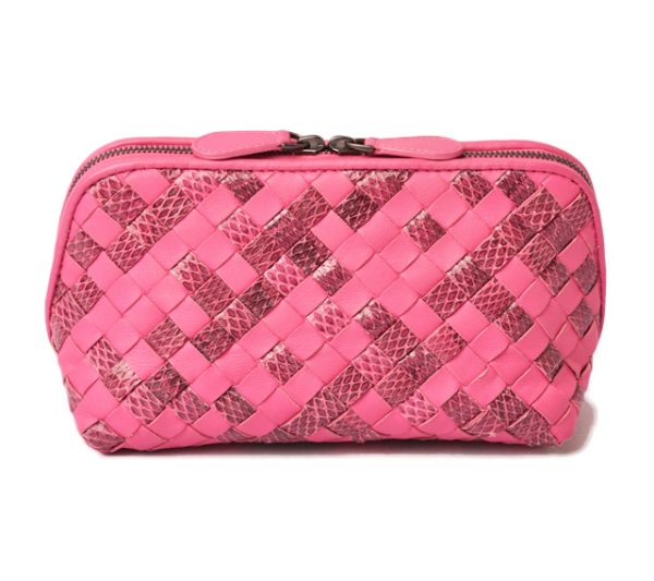 bv 19 002 1 Bottega Veneta Pouch Intrecciato Nappa Pink