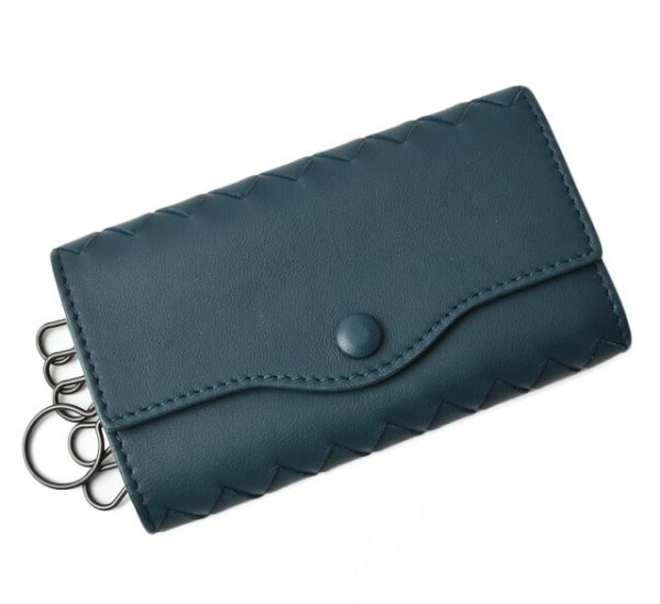 bv 19 062 1 Bottega Veneta Key Case Intrecciato Nappa Petrol Blue