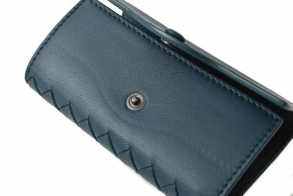 bv 19 062 4 Bottega Veneta Key Case Intrecciato Nappa Petrol Blue