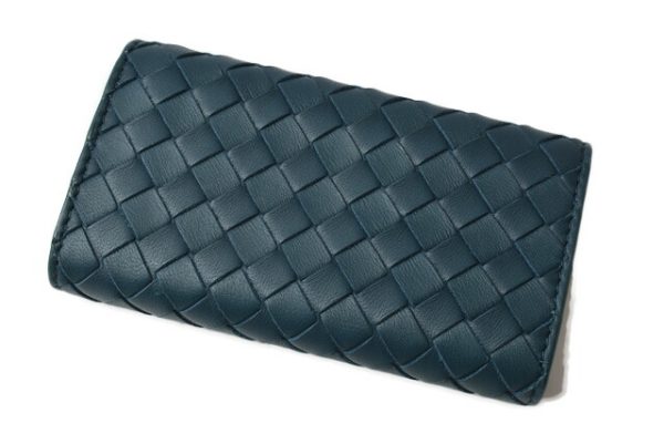 bv 19 062 5 Bottega Veneta Key Case Intrecciato Nappa Petrol Blue