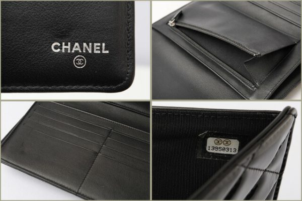 c 17 024 6 CHANEL Long Wallet Quilted Matelasse Patent Black