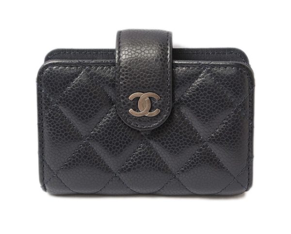 c 17 074 1 Chanel Card Case Caviar Skin Blue