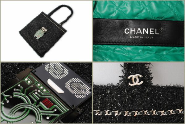 c 17 093 4 Chanel Tweed Tote Bag Robot Large Black