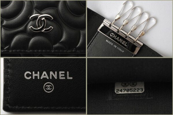 c 17 099 4 CHANEL Key Case Camellia Black