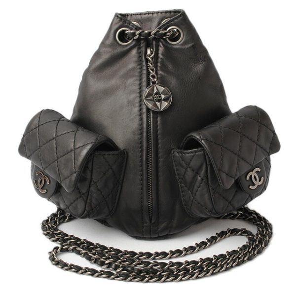 c 17 100 1 CHANEL Mini Chain Backpack Black