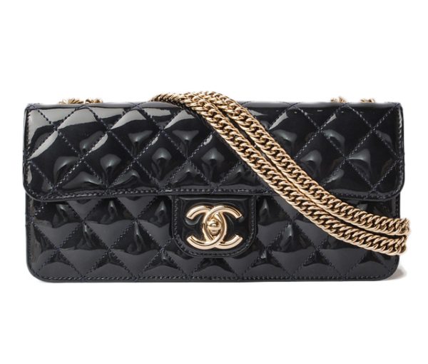 c 17 101 1 Chanel Quilted Chain Bag Patent Blue