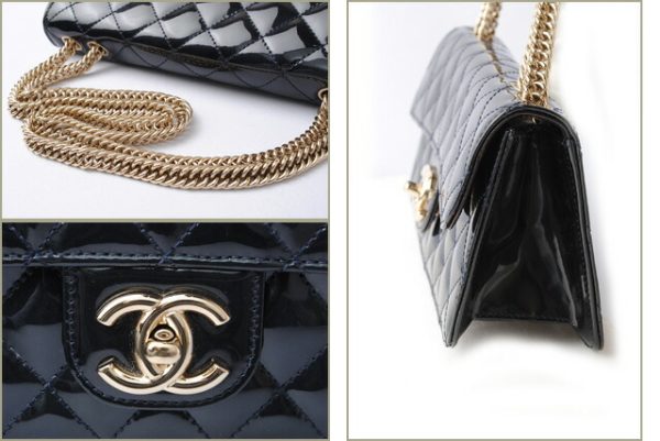 c 17 101 3 CHANEL Chain Shoulder Bag Patent Blue