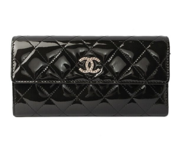 c 17 107 1 Chanel Patent Wallet Long Black