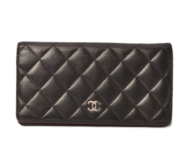 c 18 004 1 CHANEL Long Wallet Matelasse Black