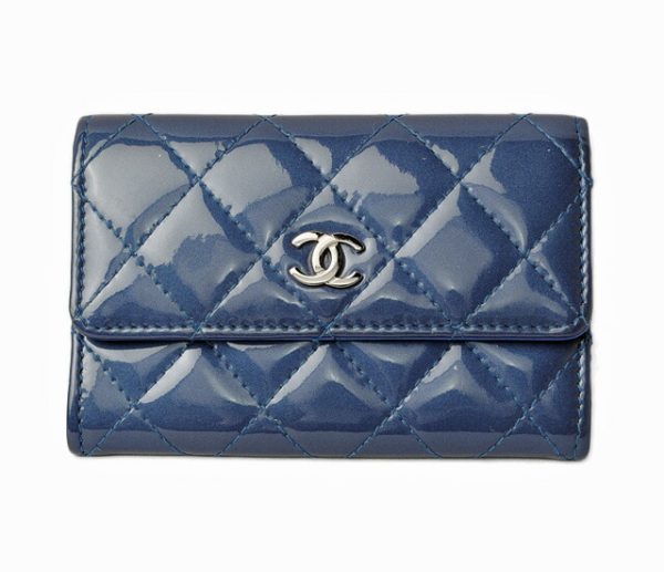 c 18 023 1 CHANEL Coin Case Patent Blue