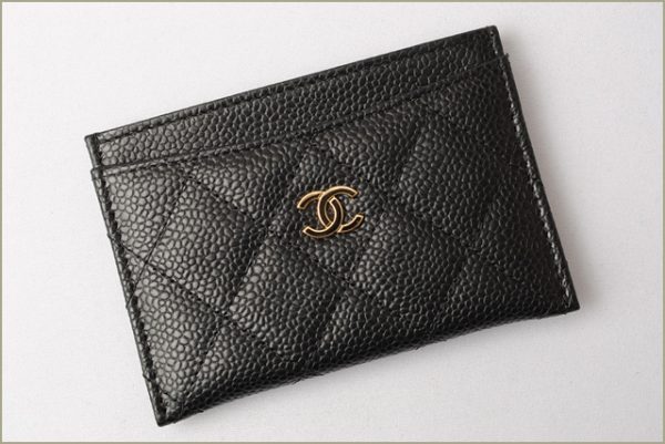 c 18 029 2 Chanel Matelasse Card Case Caviar Skin Black