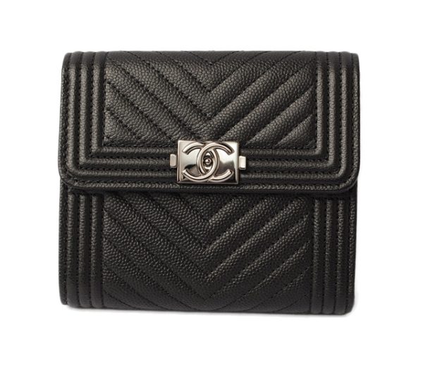 c 18 035 1 Chanel Chevron Wallet 3 FBlack