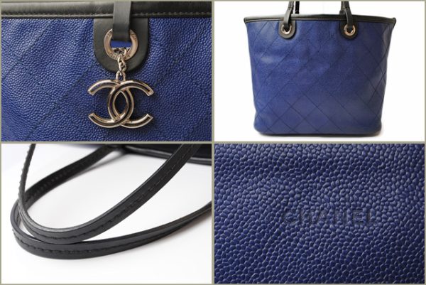 c 18 048 3 CHANEL Tote Bag Caviar Blue