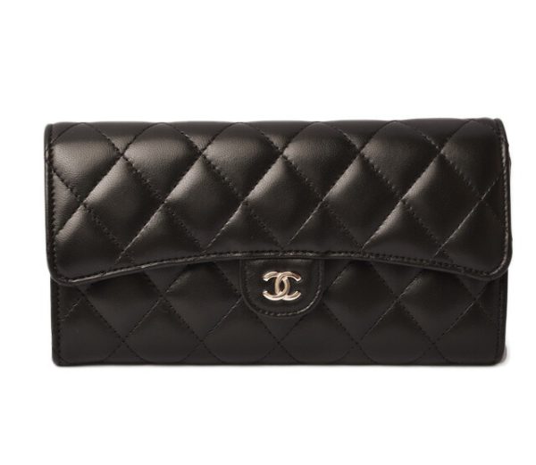 c 18 062 1 CHANEL Long Wallet Lambskin Black