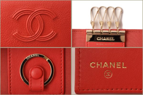 c 18 066 3 CHANEL Key Case Grained Calf Coral Red