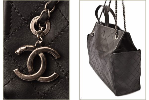 c 18 068 4 CHANEL Tote Bag Chain Quilted Black