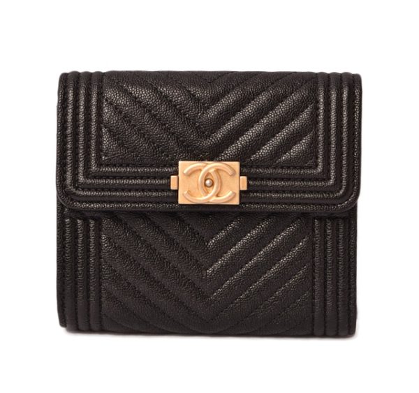 c 18 088 1 CHANEL Boy Chanel 3 FWallet Chevron Black