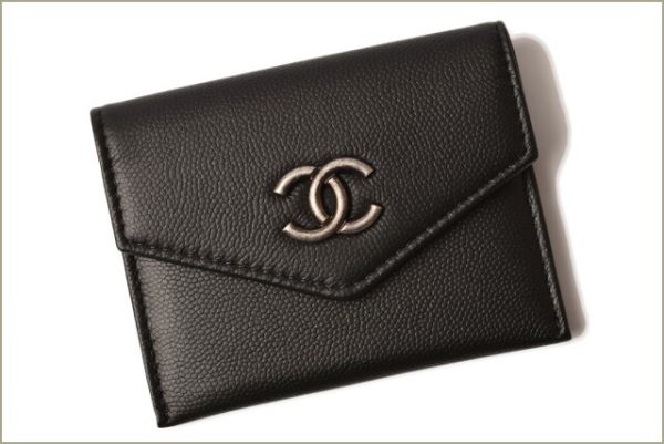 c 18 096 2 CHANEL Card Case Black Gunmetal