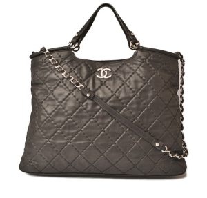 c 18 098 1 Chanel Big Matelasse Chain Shoulder Bag Black Gold Hardware