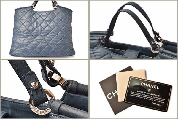 c 18 099 5 Chanel Shoulder Bag Chain Bag Metallic Calf Quilted Stitch Blue