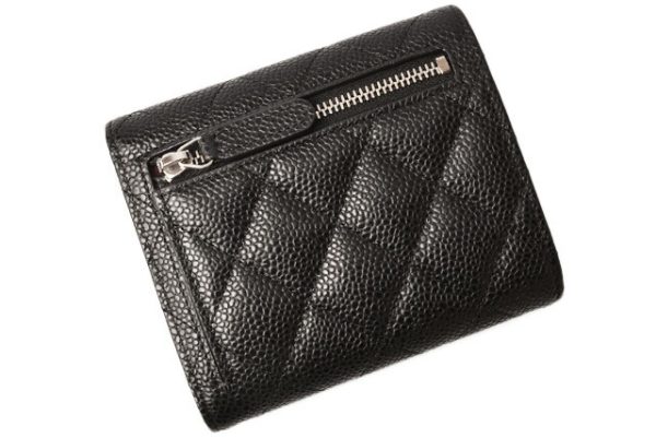 c 18 101 3 Chanel 3 FWallet Caviar Skin Black Bordeau