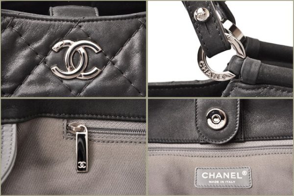 c 18 104 7 CHANEL Tote Bag Metallic Black