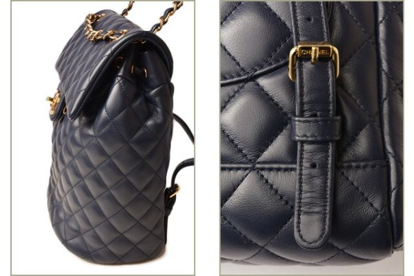 c 18 109 3 Chanel Pack Pack Rucksack Lambskin Chain Shoulder Blue