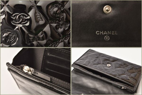 c 18 1190 9 CHANEL Folding Wallet Patent Black