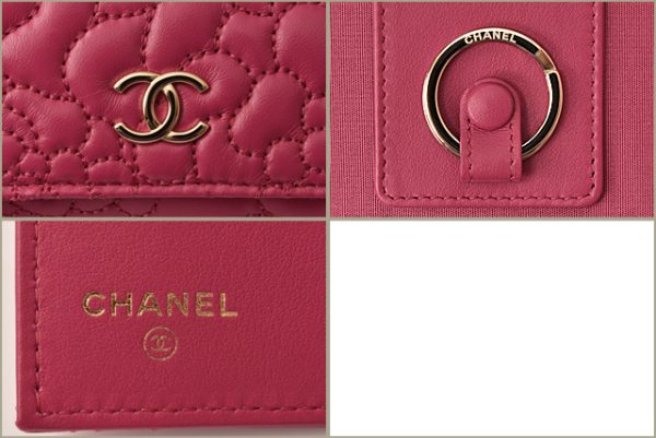 c 18 m101 6 CHANEL Key Case Camellia Pink